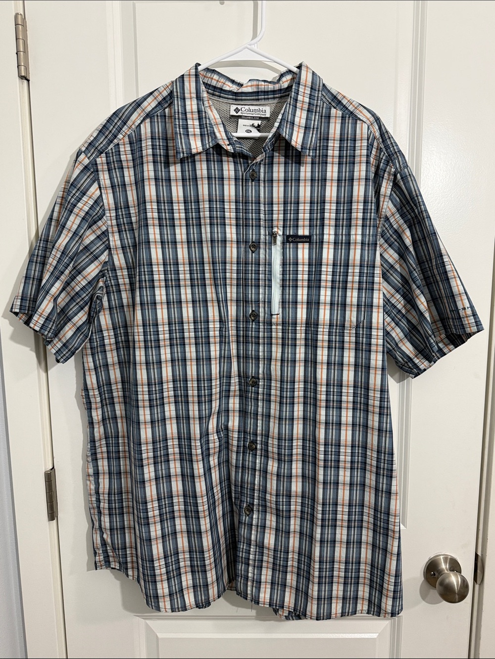 Columbia Men's XXL Plaid Vented Short Sleeve Fishing Hiking Button Shirt
